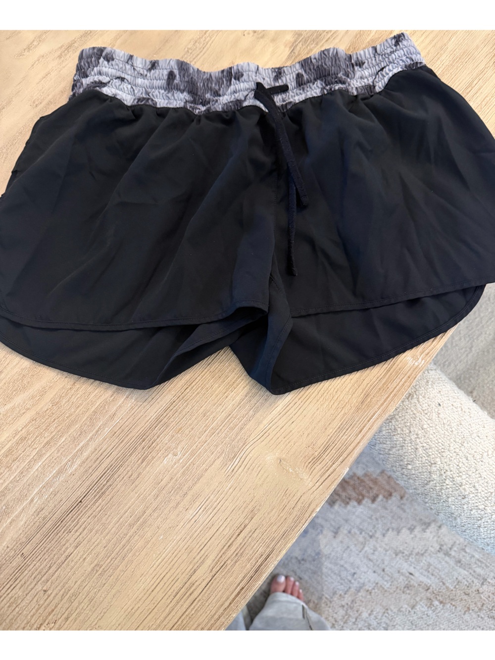 MPG Black Athletic Layered Shorts with Gray Elastic Waist L